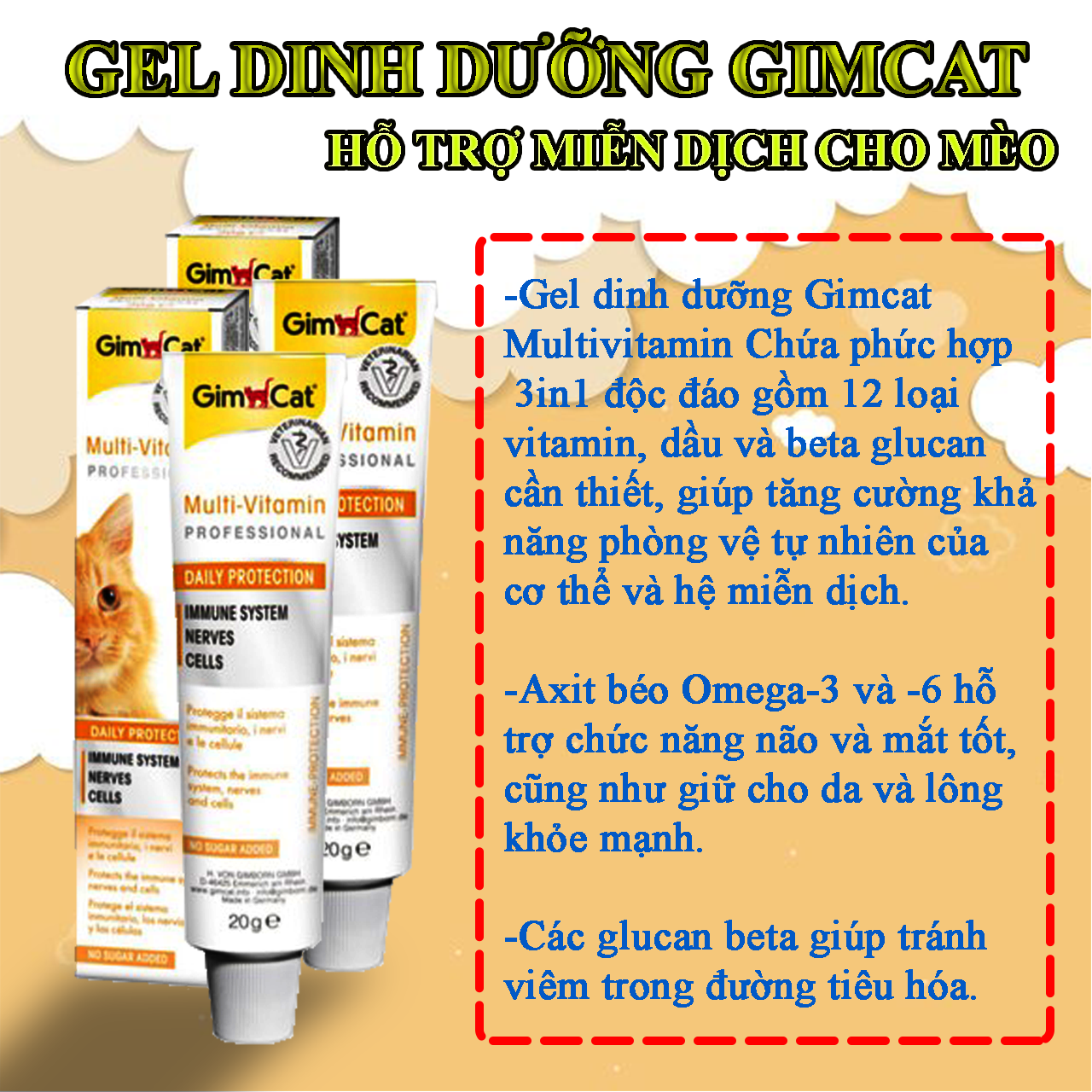 Gimcat Multi-vitamin gel - gel dinh dưỡng cho mèo tuýp 50g