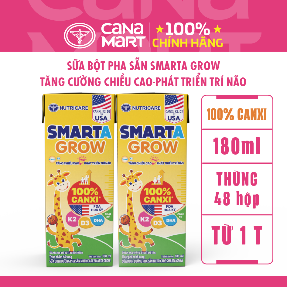 Sữa công thức pha sẵn Smarta Grow Nutricare phát triển chiều cao trí não