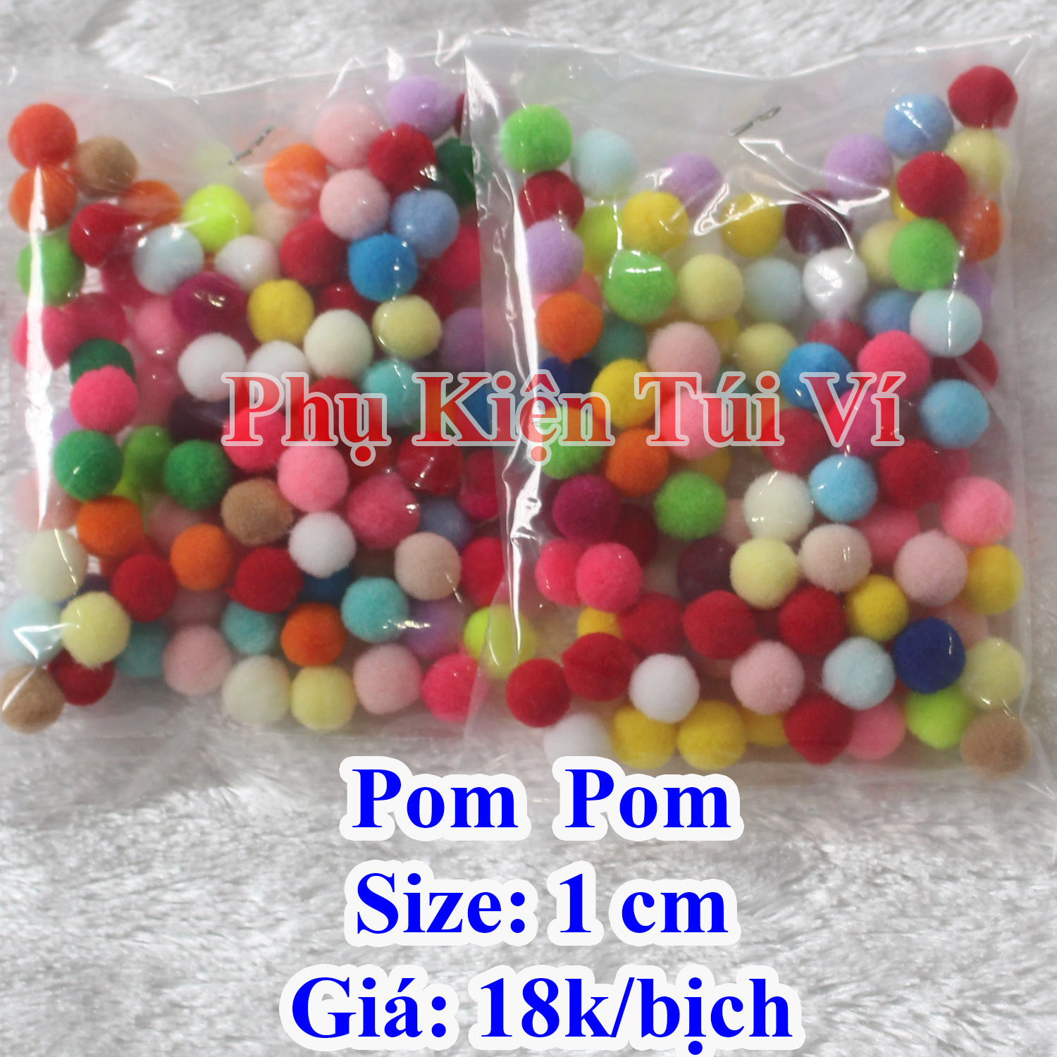 Pom pom 1cm 18k/100c làm đồ handmade màu ngẫu nhiên