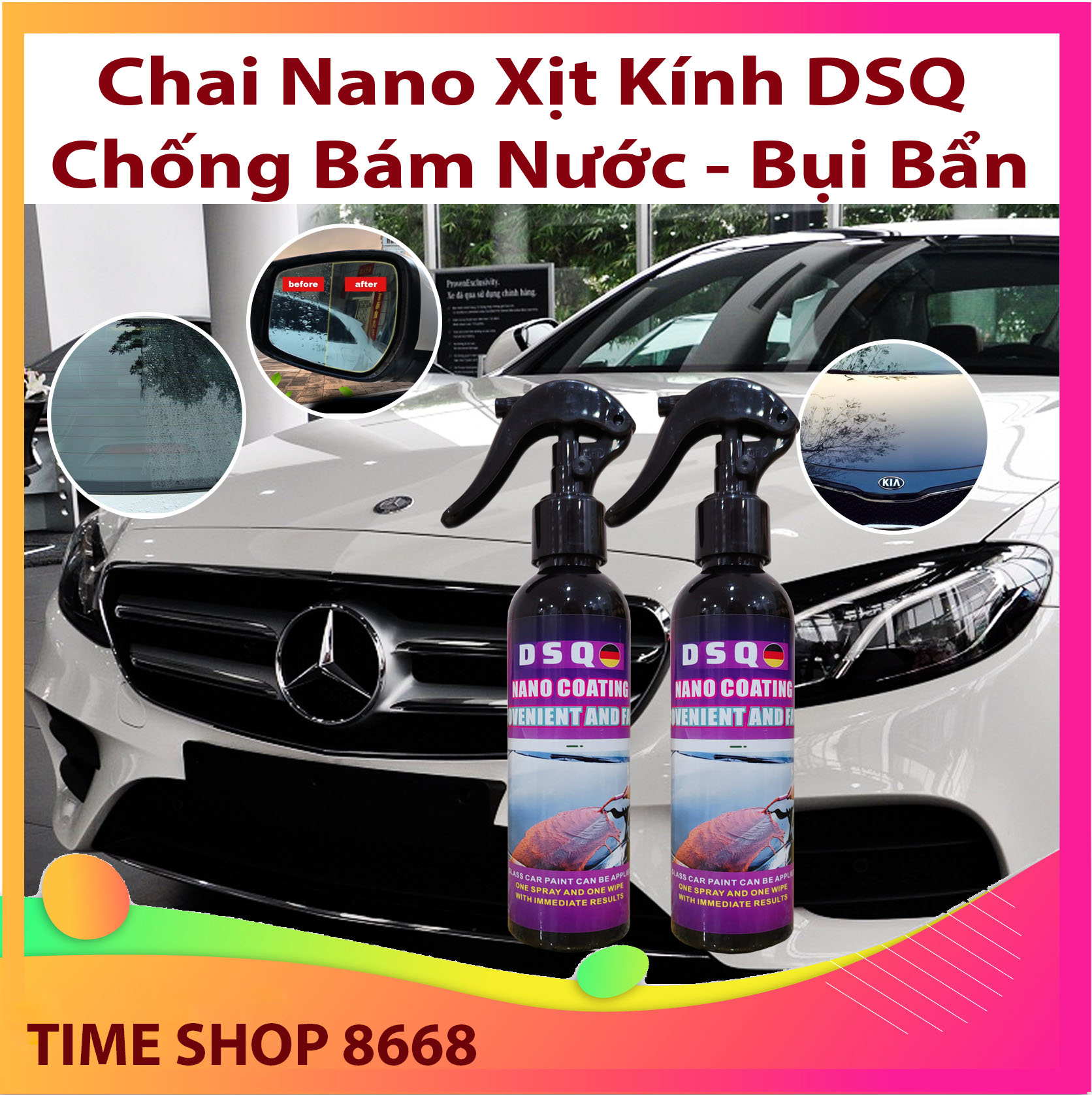 [GIÁ CỰC SỐC] Chai Xịt Phủ Nano Chống Nước Kính, Phủ Bóng Sơn Xe ô tô, Chống Nước Bề Mặt Kính Cận, Kính Có Mũ - TimeShop8668