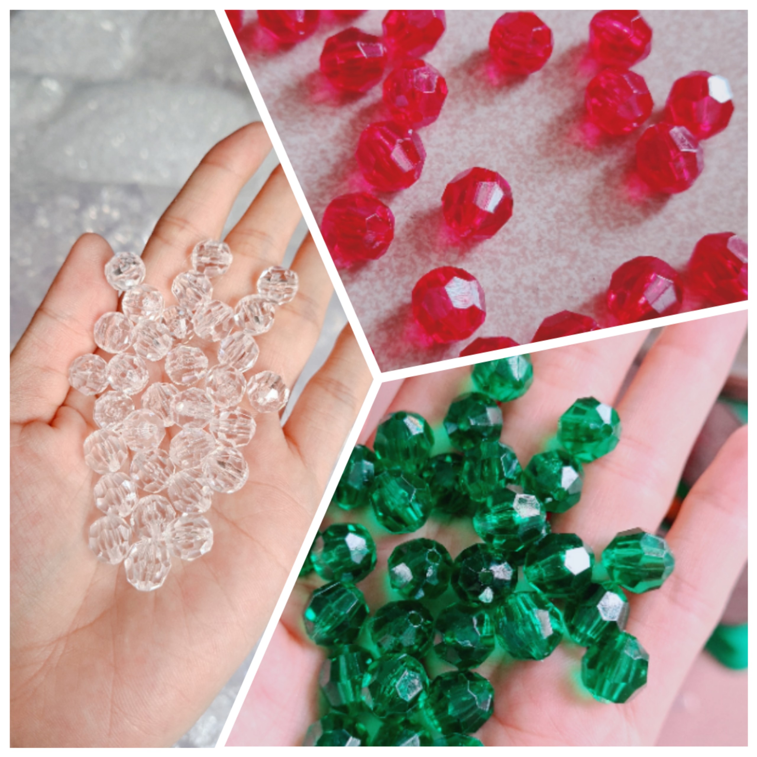 100Gram khoảng 250 hạt cườm góc mới size 10mm làm rèm cửa, handmade, thú cưng nhựa Acrylic