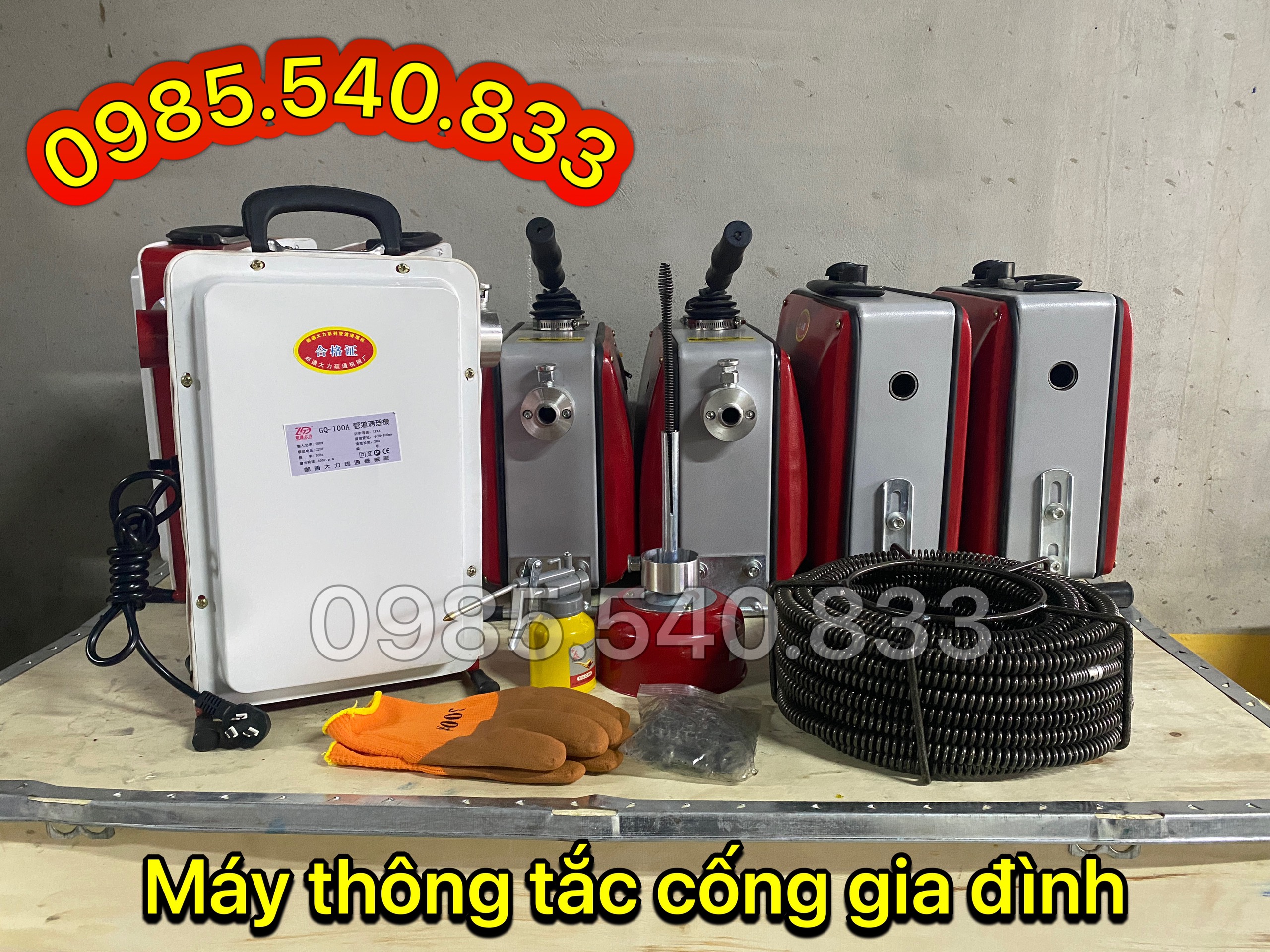 Máy thông cống GQ100A-900W máy chuyên sử dụng cho gia đình, có hệ thông áp chống giật