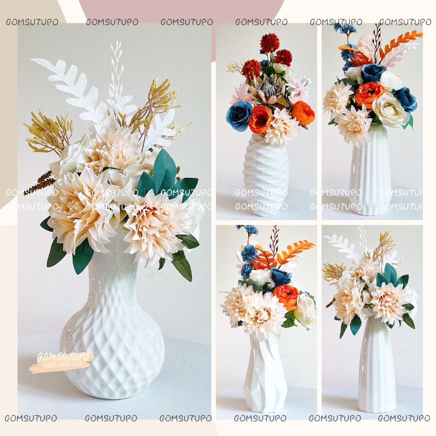 Lọ hoa men sương trắng , bình gốm bát tràng , lo hoa men hoả biến , lọ cắm hoa , flower vase bình bông decor trang trí , lọ hoa