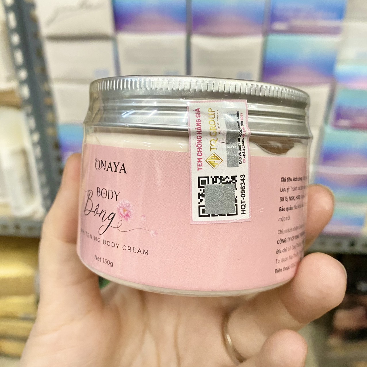 Kem body Bông dưỡng trắng da mịn màng Onaya - Hộp 150g
