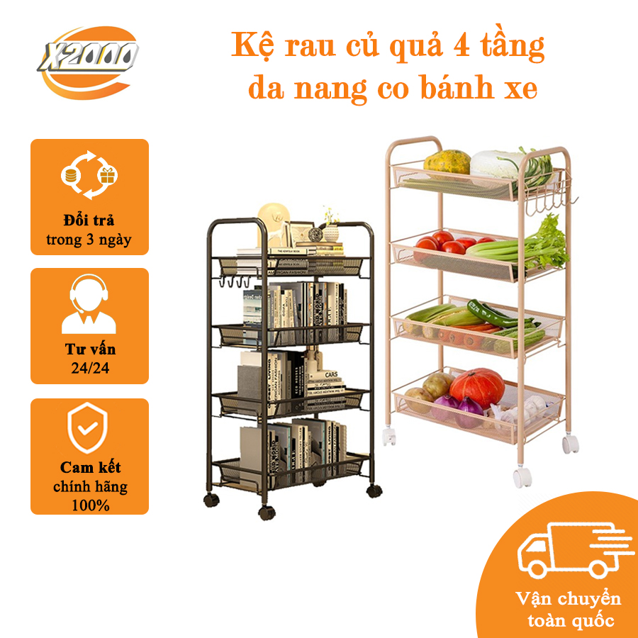 Xe đẩy spa 3 tầng, 4 tầng sắt, kệ sắt đa năng khay mắt lưới siêu tiện lợi