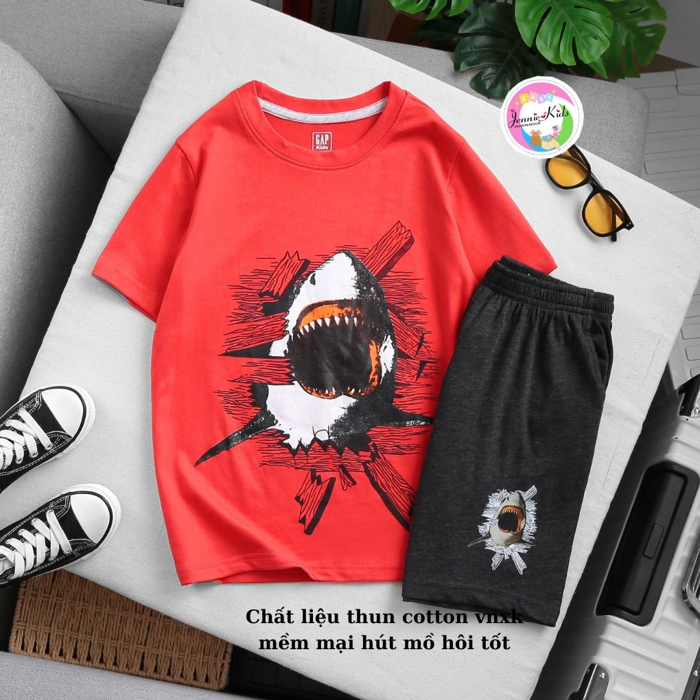 Đồ bộ bé trai ngắn tay size đại xuất khẩu vnxk thun cotton Jennie kids J520