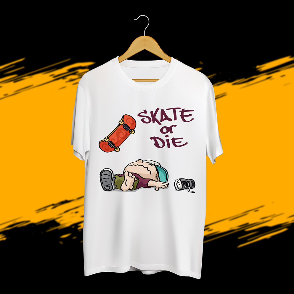Áo thun đôi nam nữ cộc tay cổ tròn chất cotton in chữ Skate or die - Local Brand Sugant Official Việt Nam