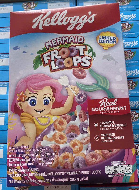 Ngũ cốc dinh dưỡng hiệu Kelloggs Mermaid Froot Loops 285g - Exp 29/11/2026