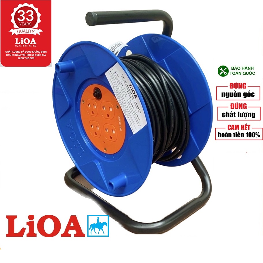 Ổ cắm điện Ổ cắm Rulo công nghiệp quay tay dây 50 Mét  LIOA 15A QT50-2-15A
