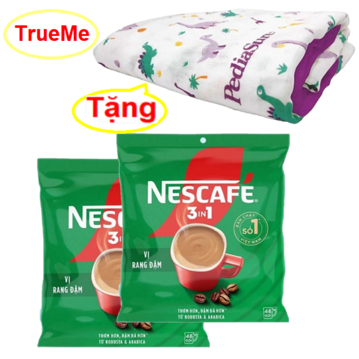 [Tặng Mền Sợi Tre Cao Cấp] Combo x2 Túi Nescafe Xanh Lá (46gói x 16g/Túi) - Ca phe rang xay hoa tan - cafe sữa đá - ca phe sua da  - ca phe 3in1 - ca phe hoa tan - nescafe bich xanh - nesxanh46 TrueMe
