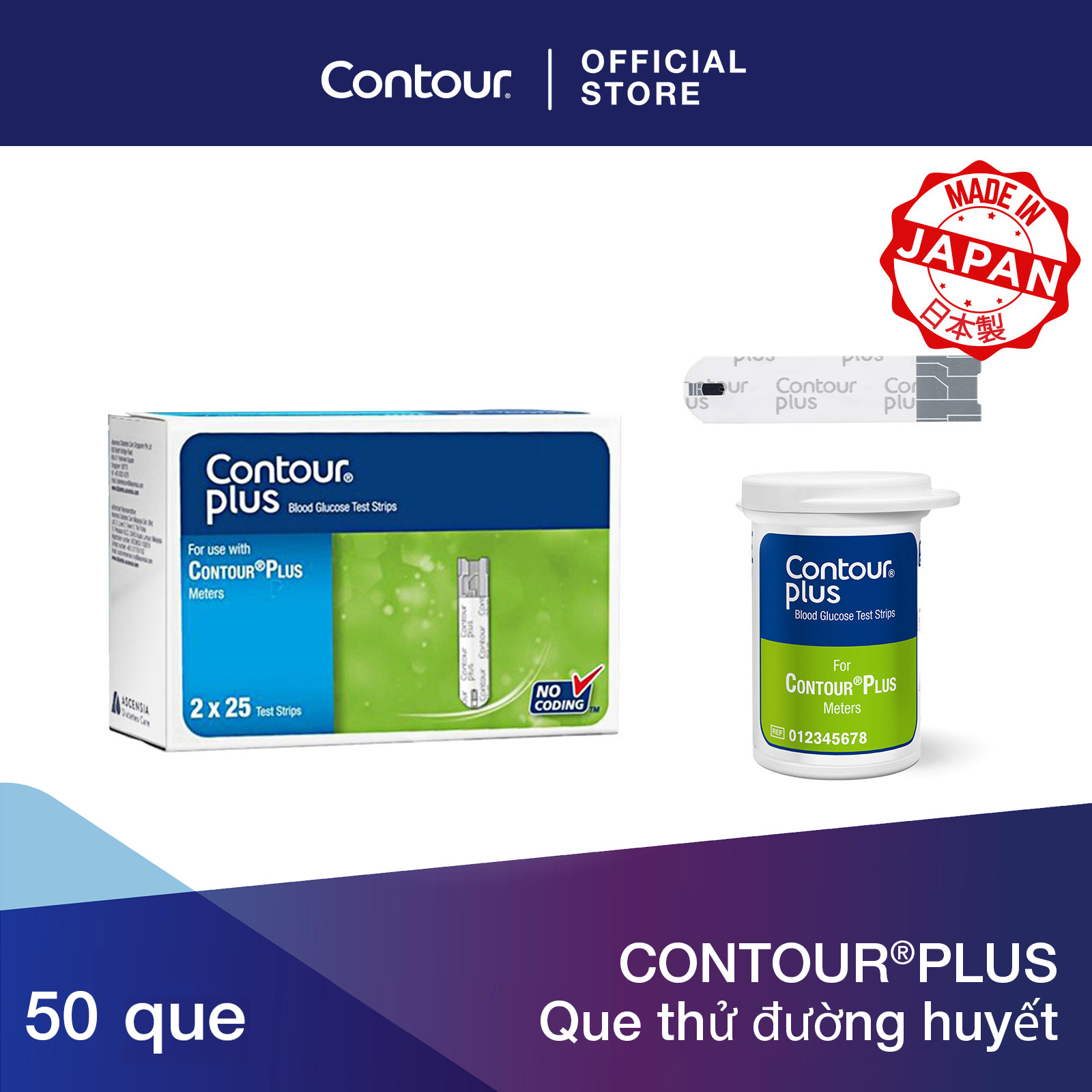 Contour®plus que thử đường huyết 2x25’