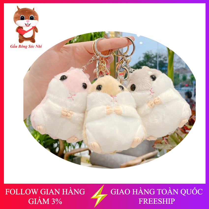Móc khóa gấu bông Chuột Hamster treo balo, túi xách, điện thoại