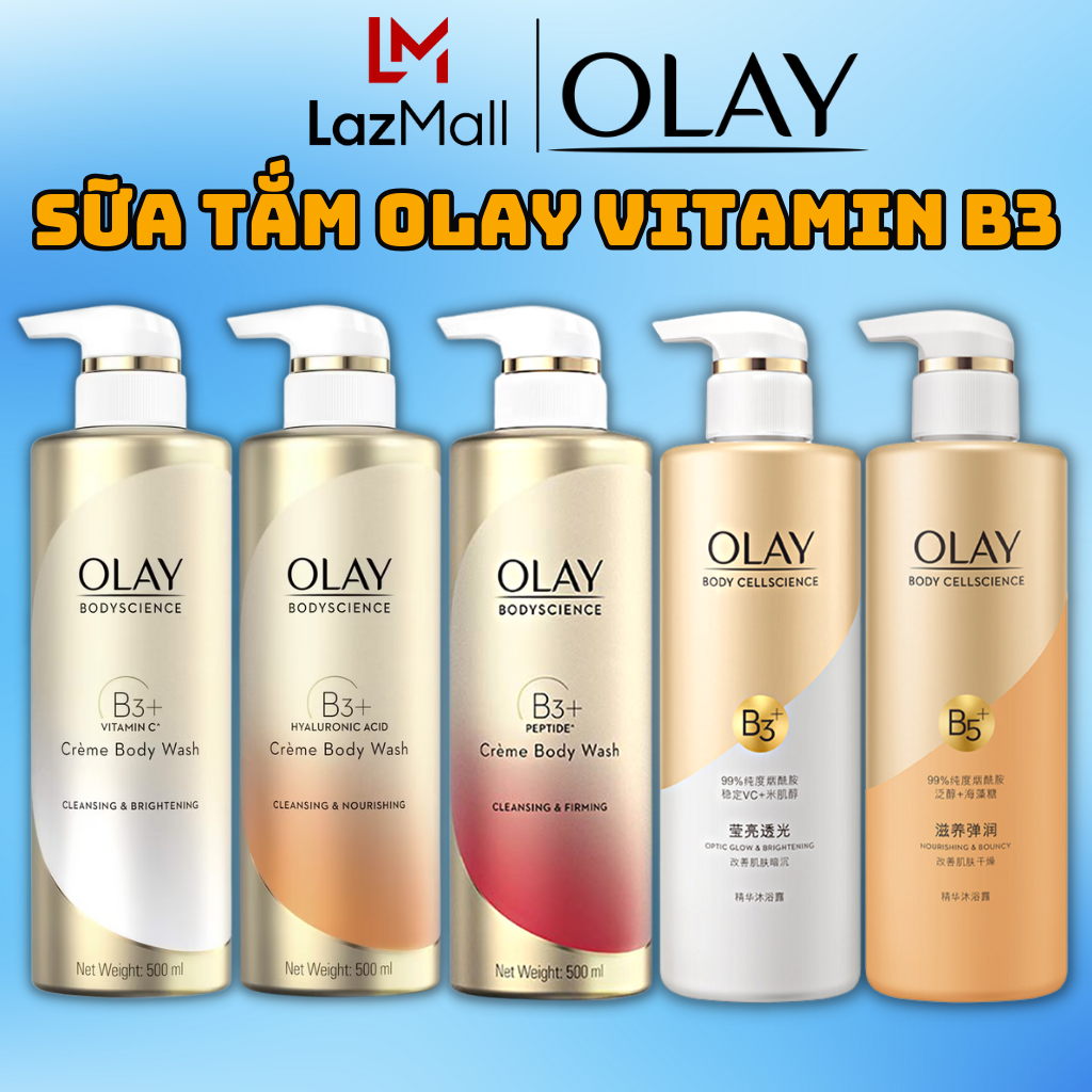 Sữa tắm olay b3 retinol trắng da 500ml, sữa tắm olay body cellscience b3 retinol chính hãng