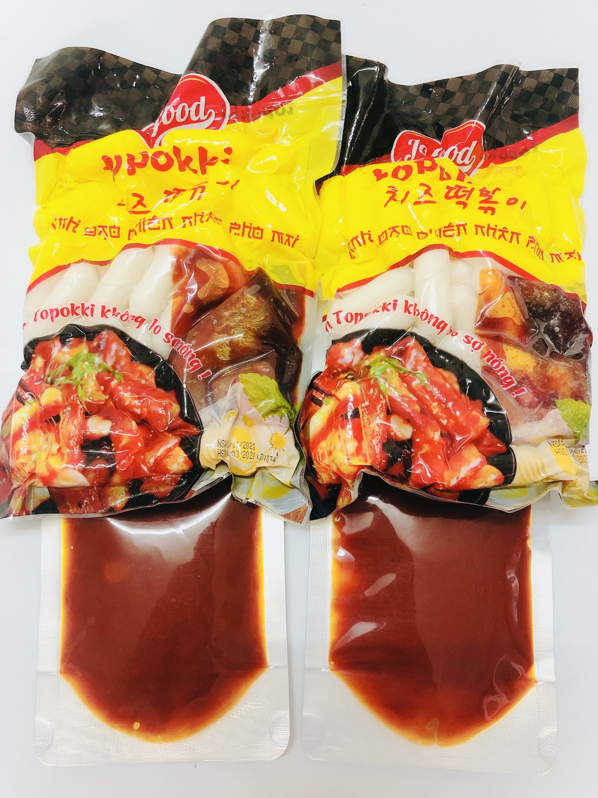 Combo 1kg Topokki nhân phô mai JoFood kèm 200g sốt tương Hàn Quốc_Monhi_Food