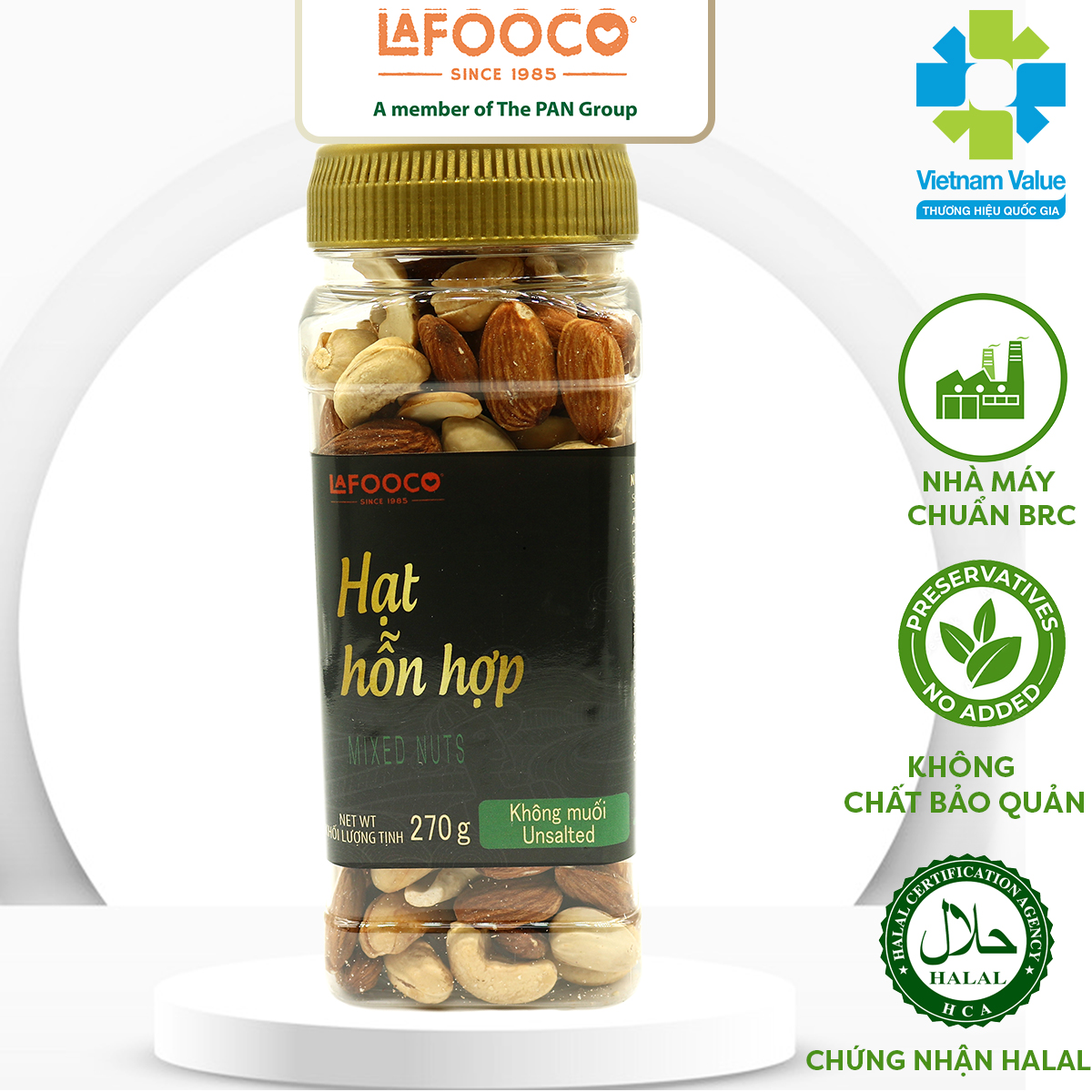 Hạt hỗn hợp không muối lafooco 270g