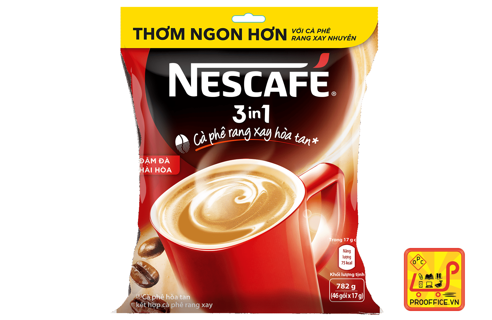 Cà phê Sữa rang xay hòa tan , Nescafé 3in1 đậm đà hài hòa  Bịch 46 gói x