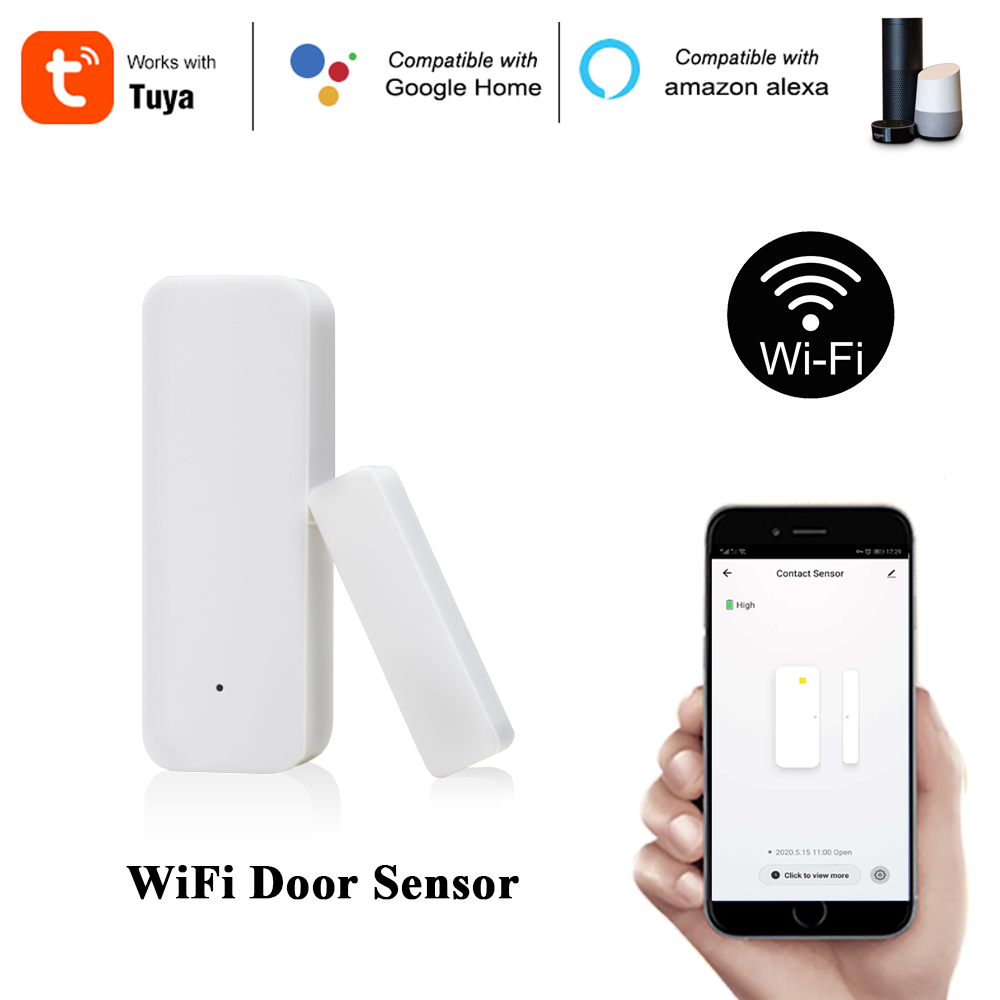 Tuya ứng dụng Wifi Cảm biến cửa nhà thông minh an ninh cửa sổ Detector an ninh cửa và cửa sổ mởđóng báo động làm việc với Alexa