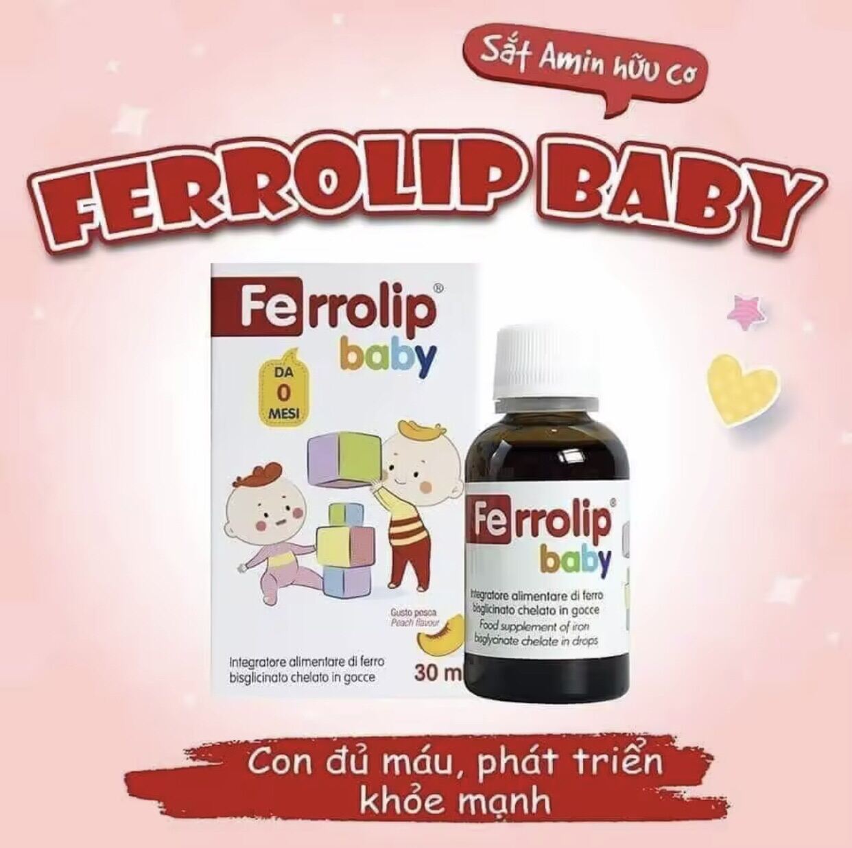 Sắt Ferrolip baby bổ sung sắt giúp bé hấp thụ thức ăn,bổ sung sắt giúp bé dễ hấp thụ thức ăn,bổ sung sắt thiếu hụt cho cơ thể bé