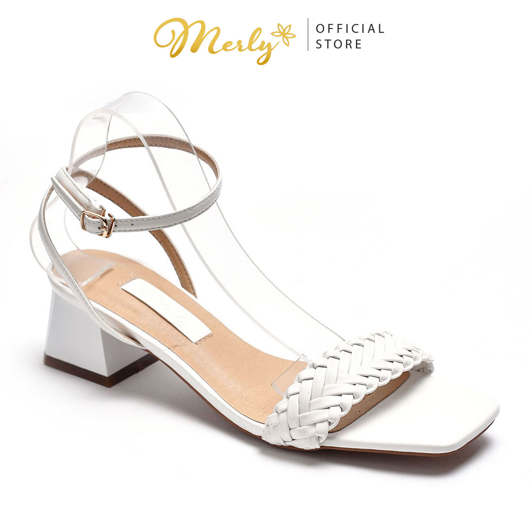Giày sandal nữ gót thấp Merly 1412 Đen, Giày sandal size lớn