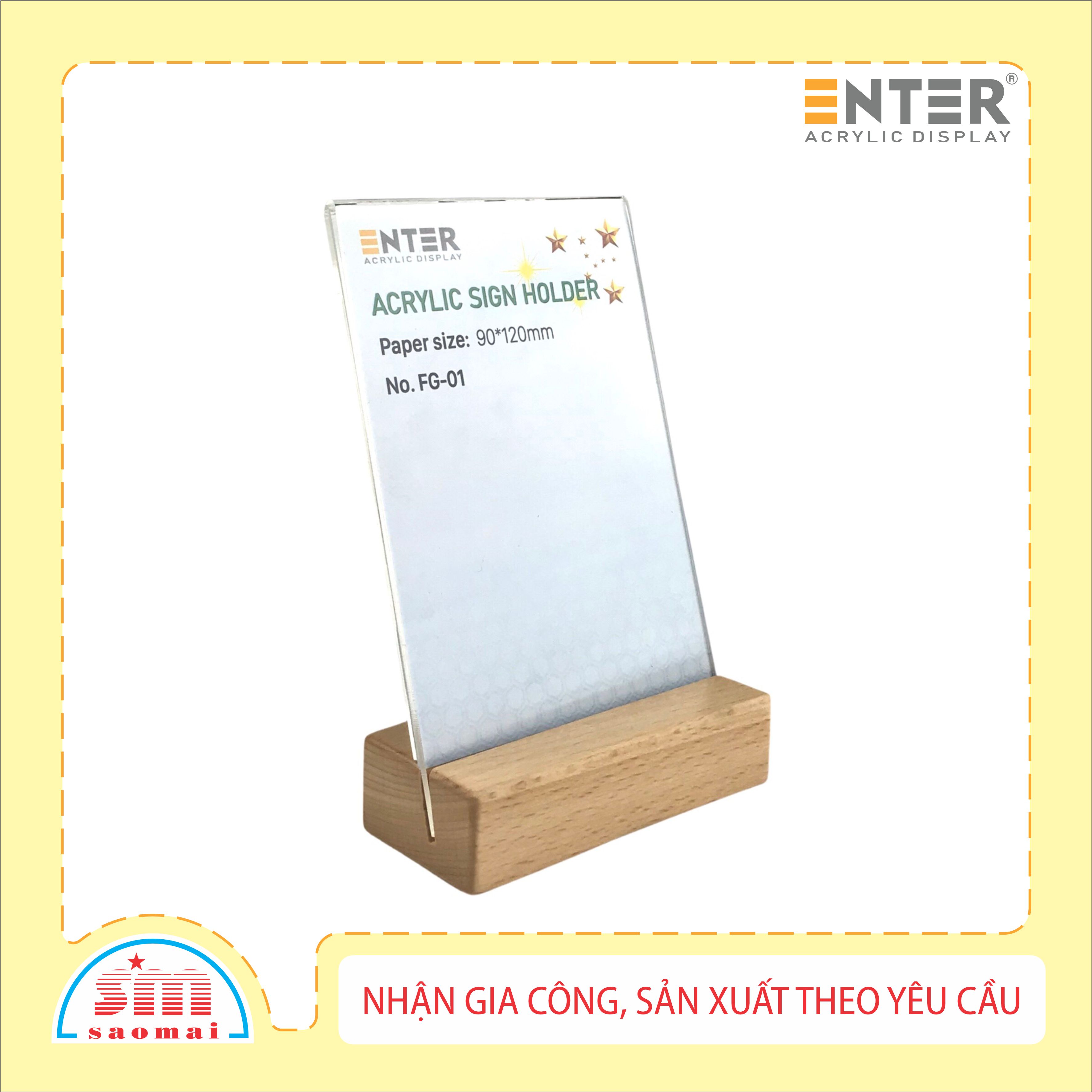 Kệ 1 mặt mica đế gỗ enter fg-01