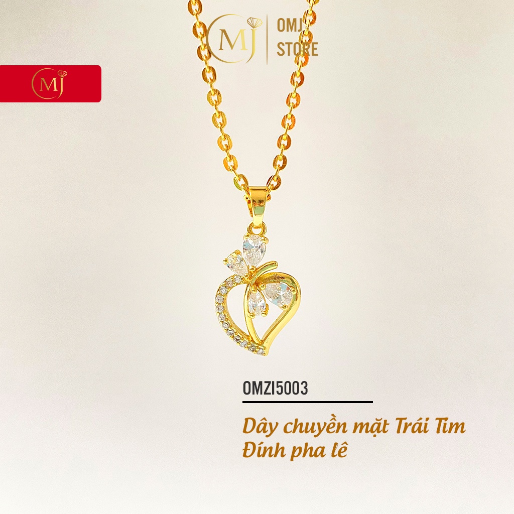 Dây chuyền nữ OMZI5003 vòng cổ mặt trái tim hình nơ đá