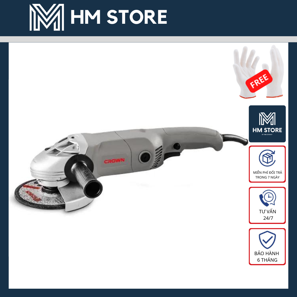 6" máy mài góc cầm tay 1200w crown - hàng chính hãng - ct13029
