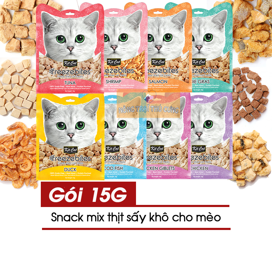 Snack Thịt Sấy Khô Cho Mèo Kitcat Freezebites 15g - Nông Trại Thú Cưng