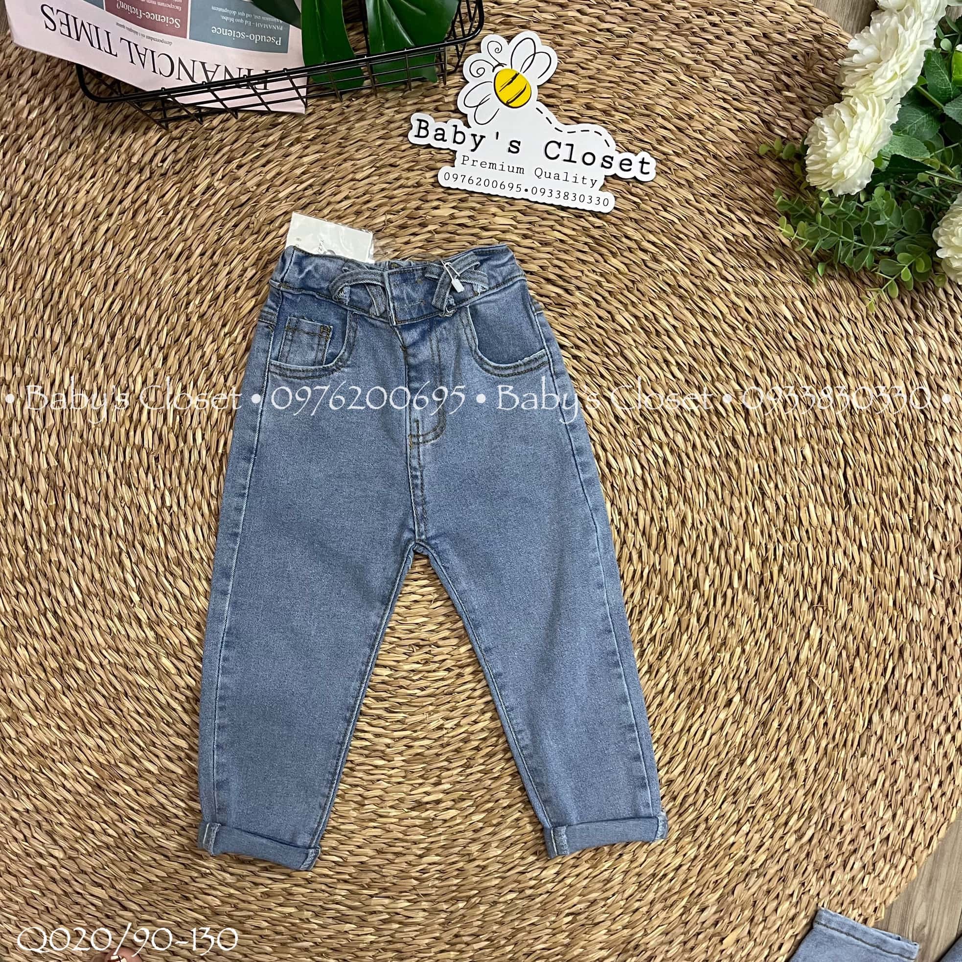 Quần jean baggy cho bé gái, quần jean lưng cao cho bé