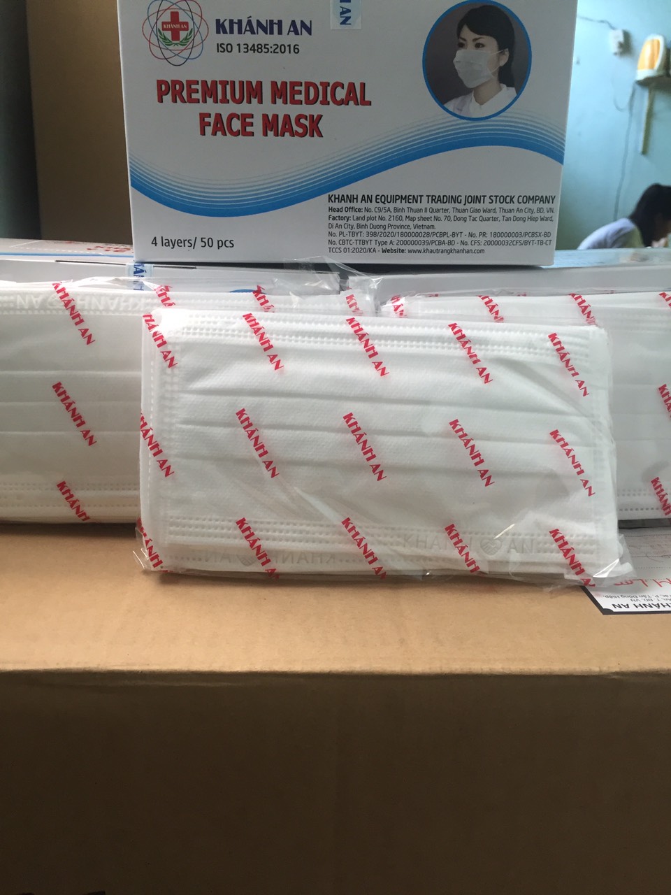 khẩu trang y tế 4 lớp màu trắng khánh an kháng khuẩn- chính hãng