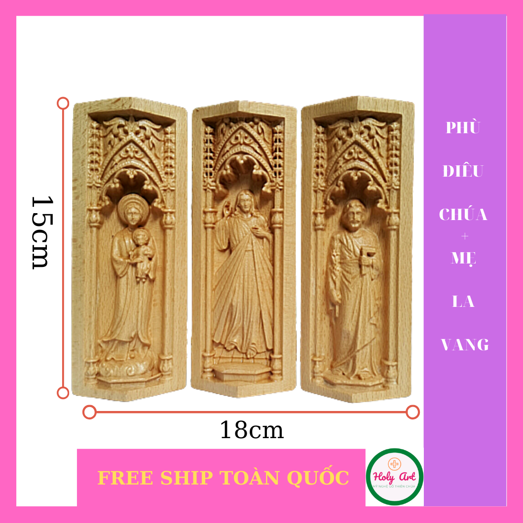 Phù điêu 3 đấng tượng đức mẹ la vang - chúa giê su - thánh cả giuse bàn thờ mini cao 15cm x 7cm tượng mẹ la vang dùng làm quà tặng người thân bạn bè tượng mang theo bên mình cầu nguyện tuyên xưng