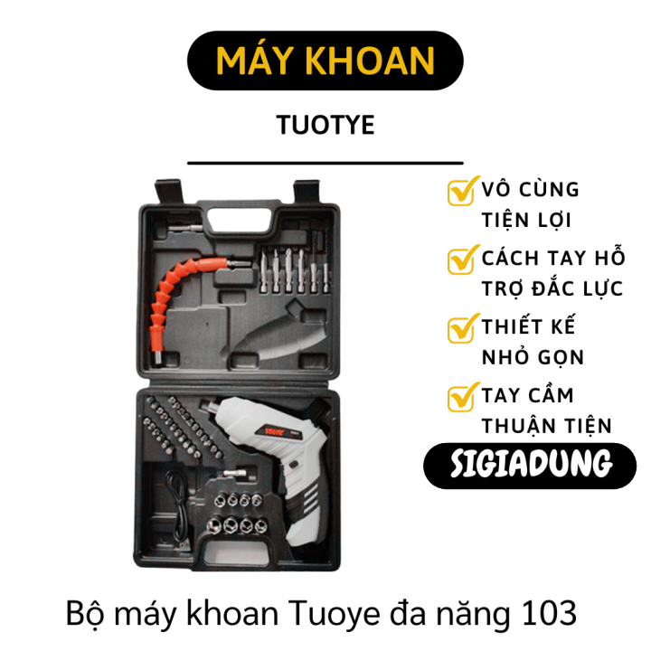Máy khoan pin cầm tay - Bộ máy khoan Touye đầy đủ phụ kiện, sửa chữa đa năng - Máy bắn vít mini
