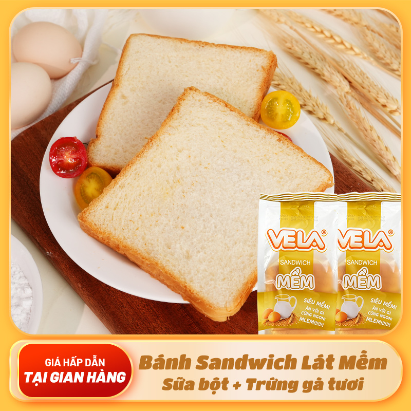 Bánh mì gối sandwich lát VELA 240g | Gọn nhẹ, tiện lợi cho bữa sáng | Dễ dàng chế biến đa dạng