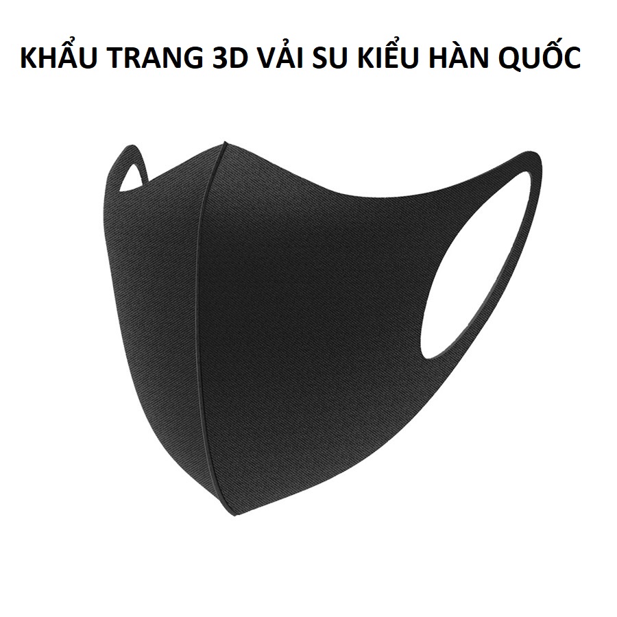 Combo 03 Khẩu Trang 3D Vải Su Kiểu Dáng  Hàn Quốc tái sử dụng Vải Poly Mềm Mịn Giúp Chống Bụi Chống Vi Khuẩn.