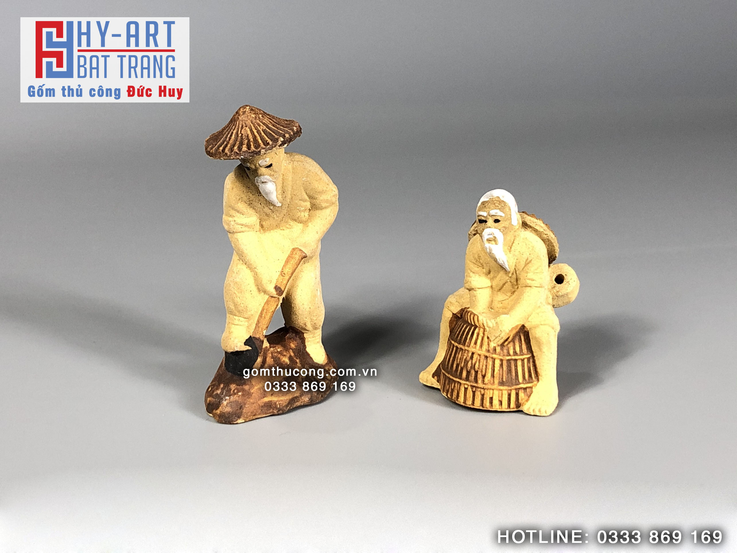 Tượng Mini Lão Nông Canh Tác - Trang Trí Hòn Non Bộ - Tiểu Cảnh - Bể Cá