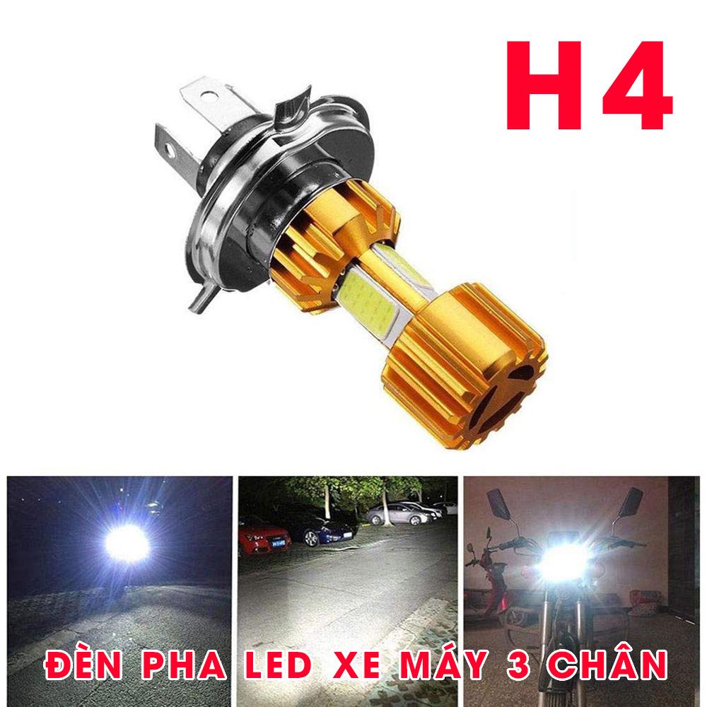 01 bóng đèn pha led xe máy h4 hb2 9003 cob sáng mạnh mẽ 18w 2000lm