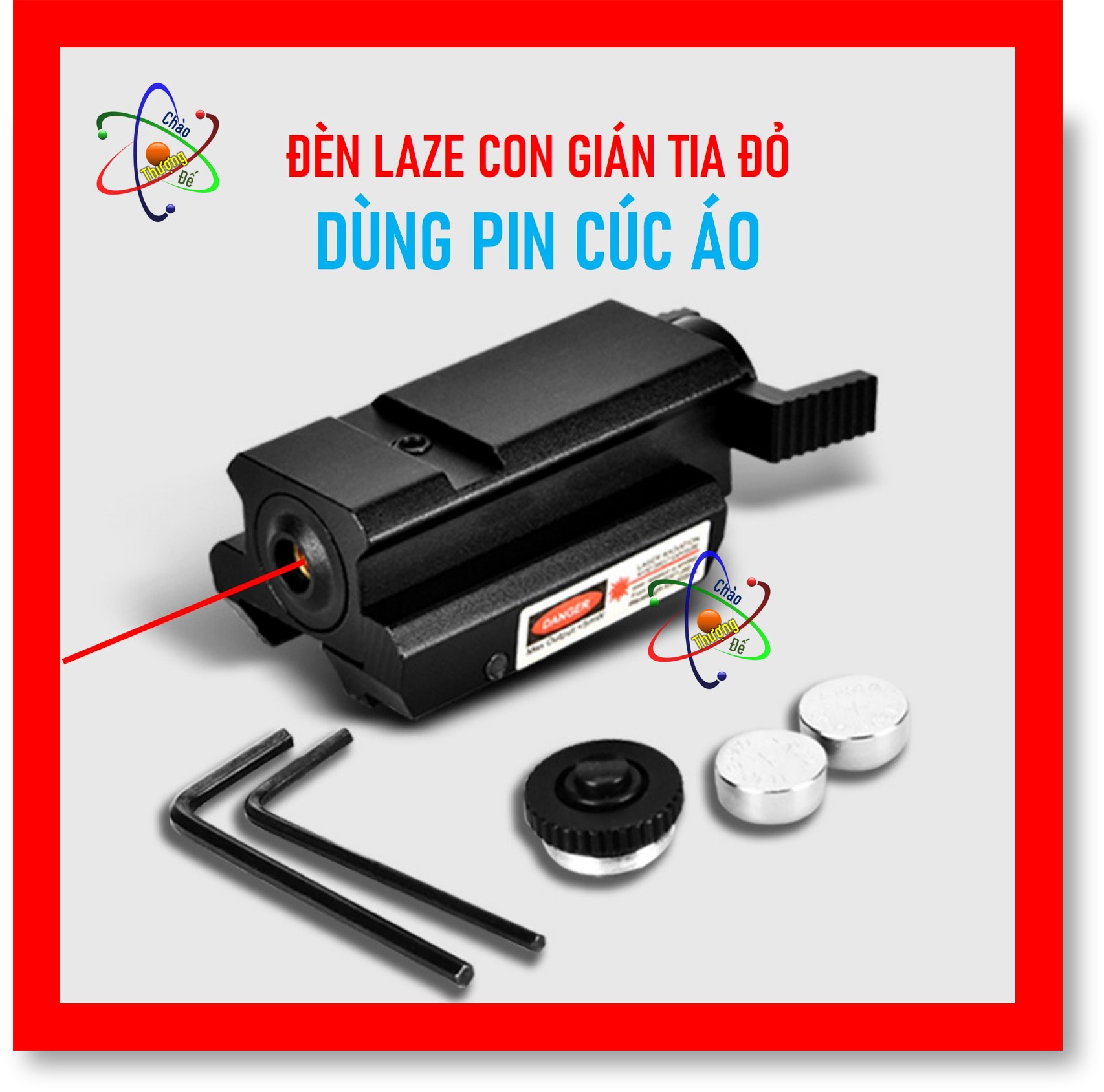D10 - Đèn Laze Con Gián Kim Loại Tia Laser Đỏ Pin Cúc Áo - Chào Thượng Đế