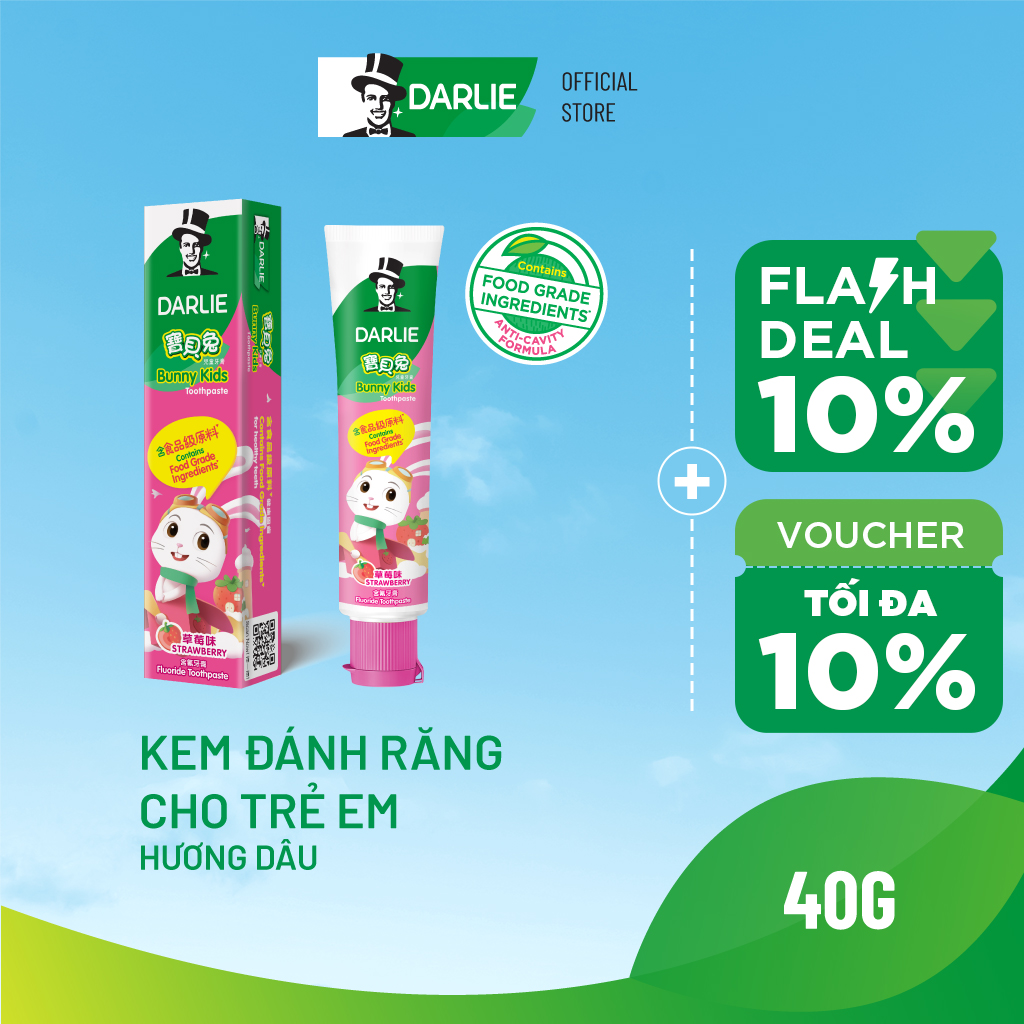 Kem đánh răng trẻ em darlie bunny kids hương dâu 40g