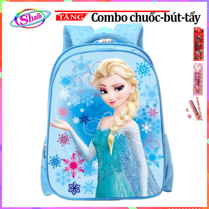 Balo cho bé trai bé gái in hình 3D Biệt đội anh hùng và công chúa cao cấp VRE3Tặng combo 4 món Shalla