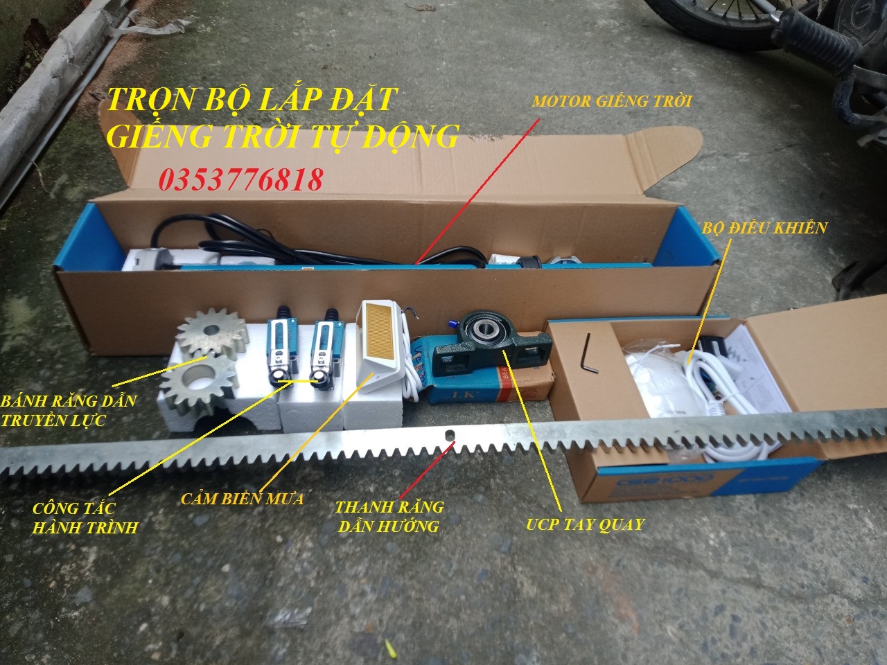 [HCM]MOTOR GIẾNG TRỜI TỰ ĐỘNG TẢI 120kg (đủ bộ tự lắp đặt)