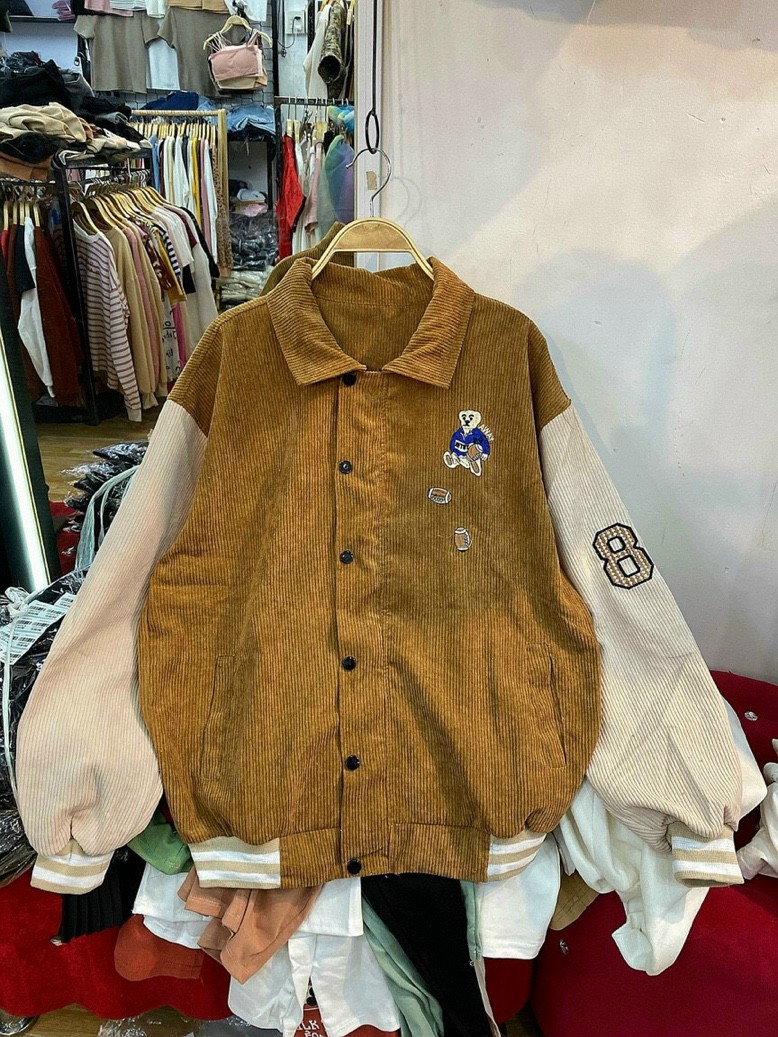 [HCM]Áo Khoác Nhung Thêu Logo Kiểu BomBer Kiểu Dáng Cực Teen phong Cách Hiện Đại Hot 2020