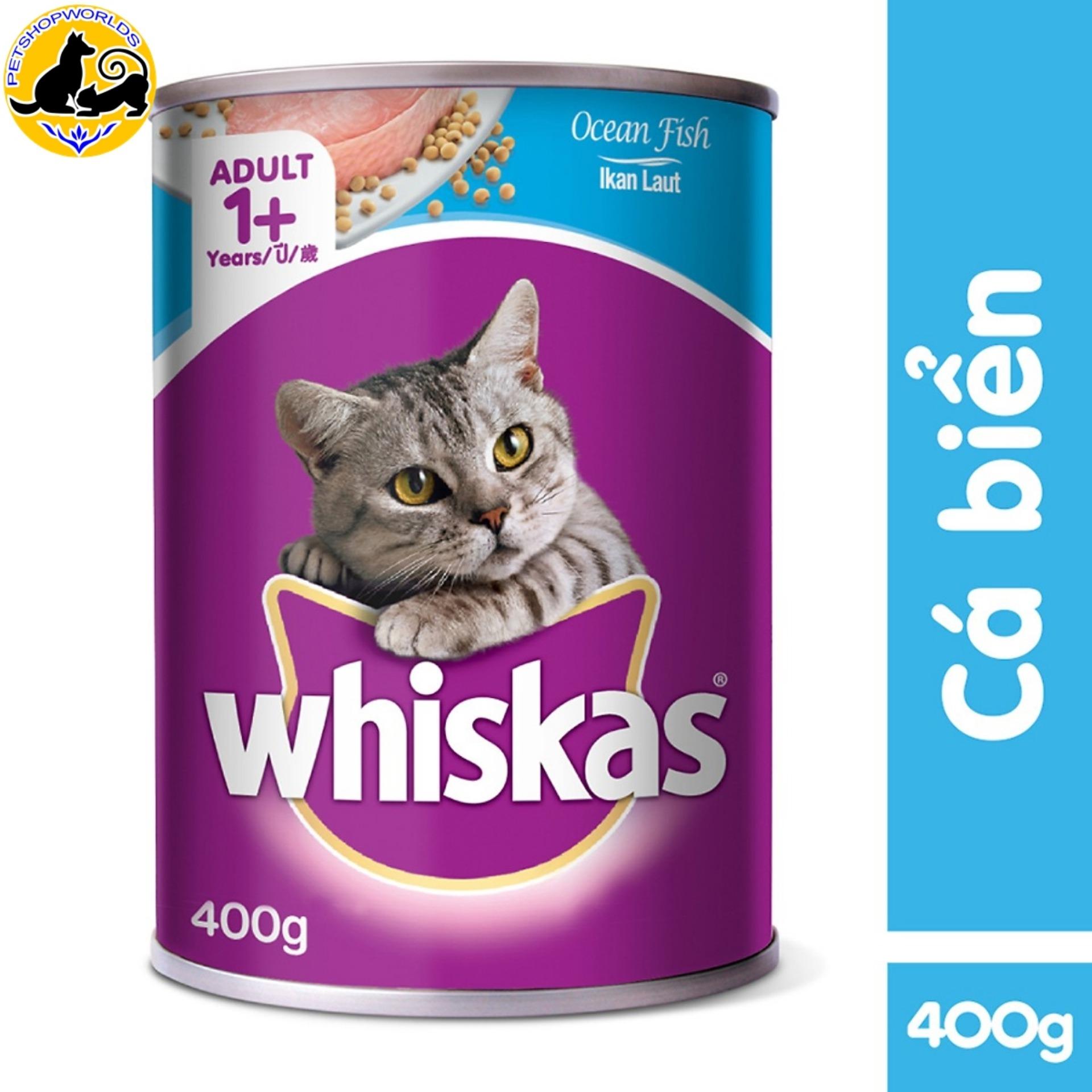 Thức ăn mèo Whiskas vị cá biển lon 400g