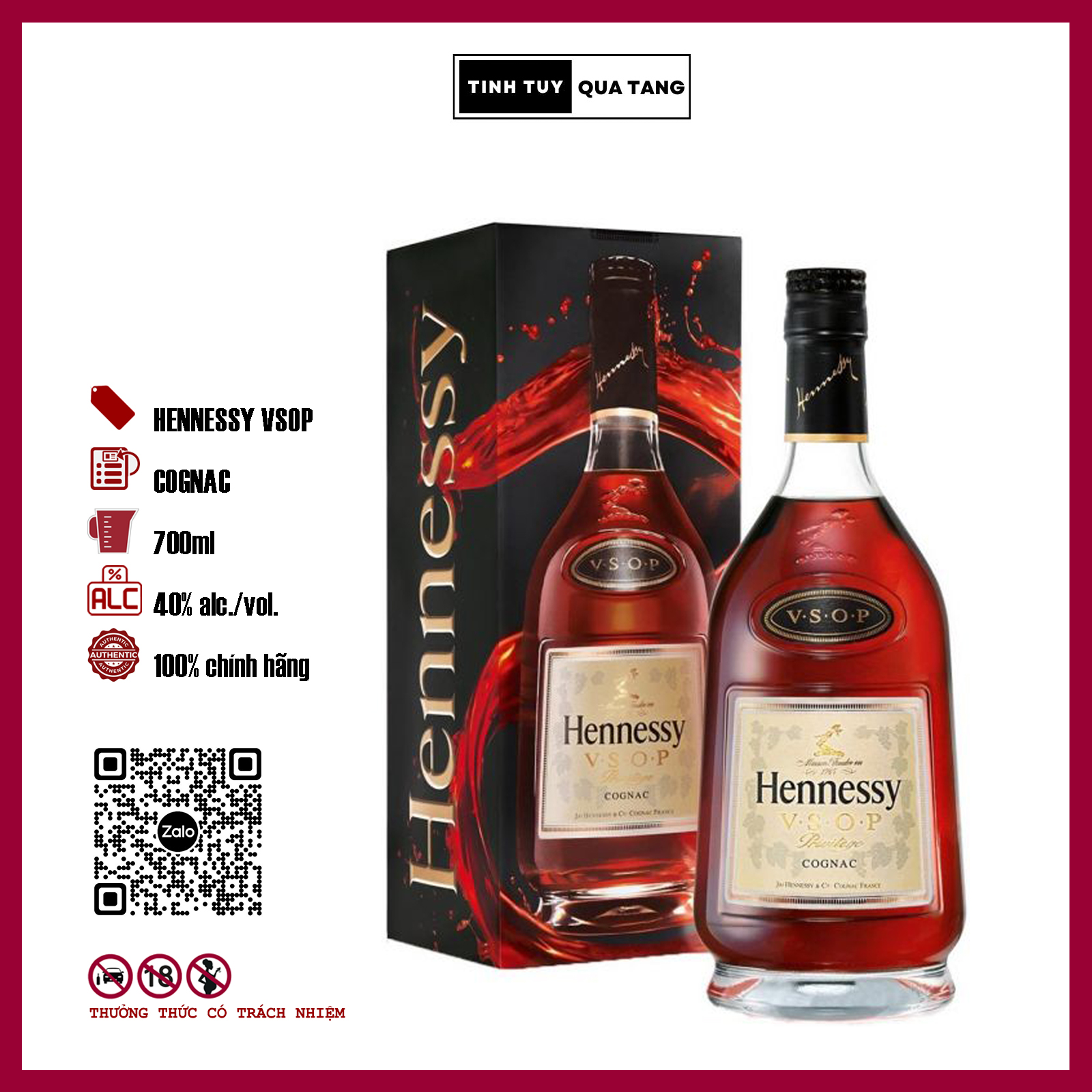 Cognac Hennessy VSOP dung tích 700ml 1000ml