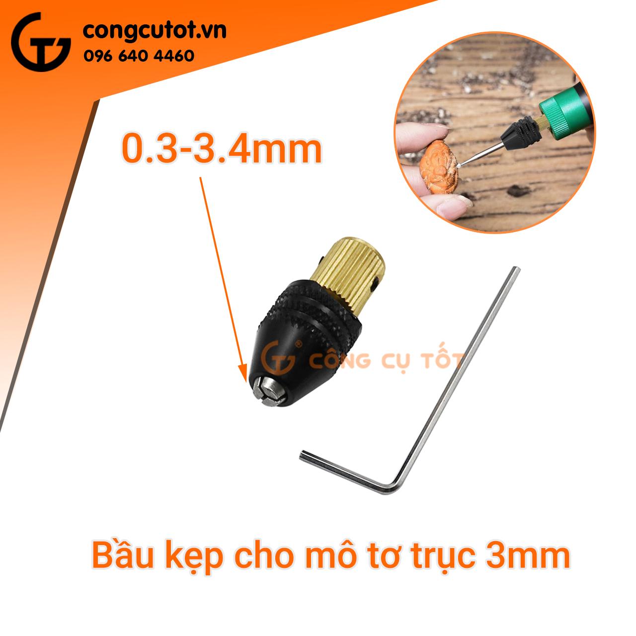 Đầu kẹp mũi khoan đa năng 0.3-3.4mm trục 3mm