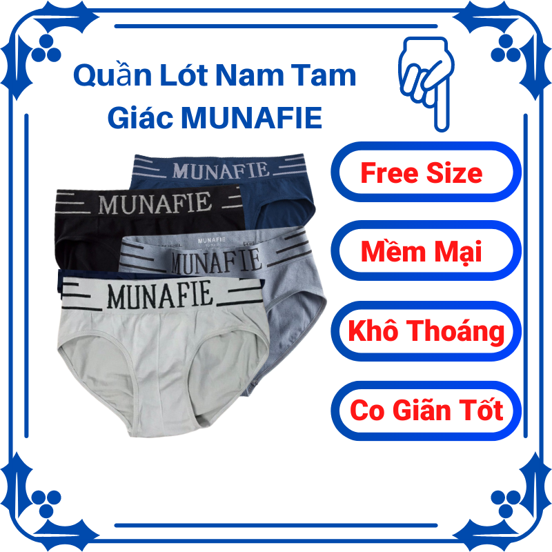 [HCM]Quần Lót Nam Tam Giác MUNAFIE co giãn 4 chiều Free Size(Mỗi Quần 1 Túi Zip)