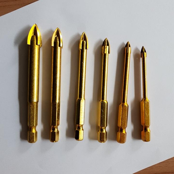 Bộ 6 mũi 4 cạnh khoan gạch men, đá hoa, thủy tinh, kính vonfram