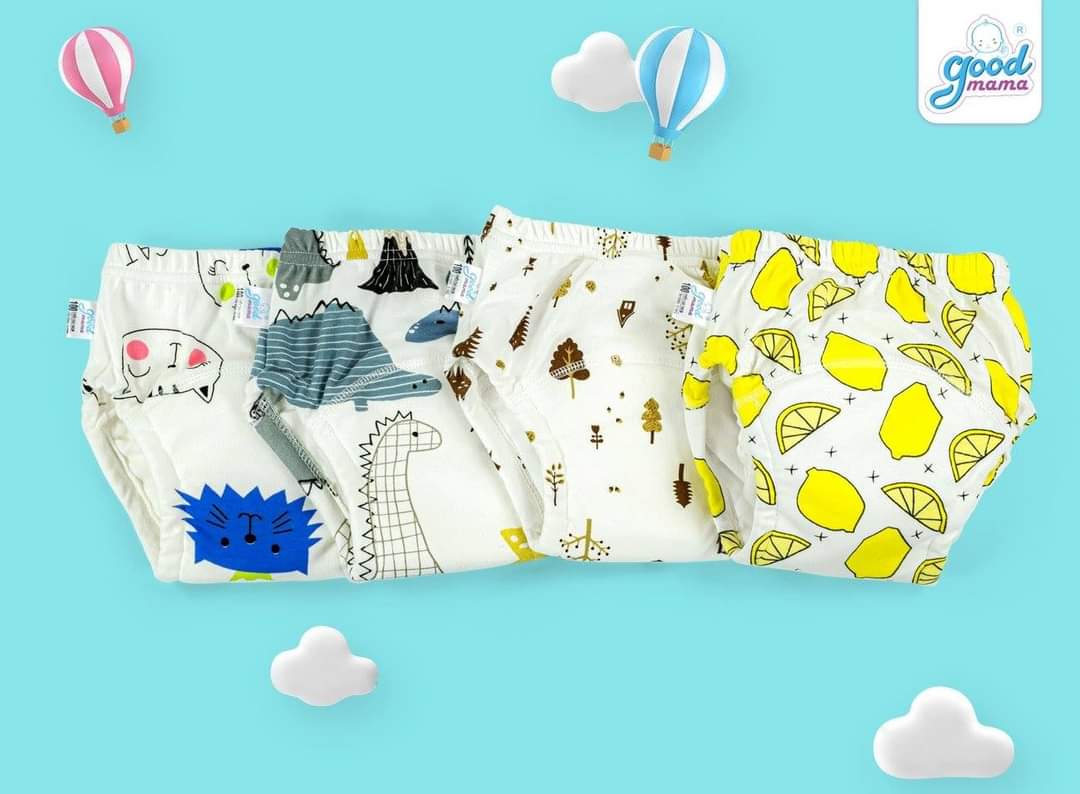 BÉ TRAI , COMBO 5 Quần tập bỏ bỉm tả vải Good mama 7 lớp cho bé từ 5 đến 16 ký/ Mina kids