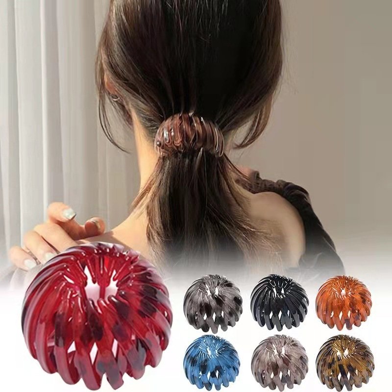Búi chụp tóc nhựa co giãn đa năng nhiều màu phong cách hiện đại - búi nhựa dẻo ánh trong