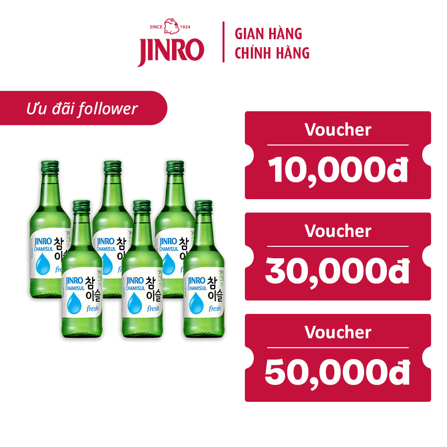[Genuine] Korean Soju Jinro Fresh 360ml - Combo of 6 Bottles