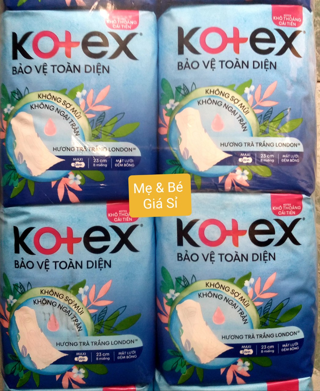 {MẪU MỚI}-COMBO 8 GÓI BĂNG VỆ SINH DÀY CÁNH KOTEX HƯƠNG TRÀ TRẮNG MẶT LƯỚI LỤA HÓA DÀI 23CM