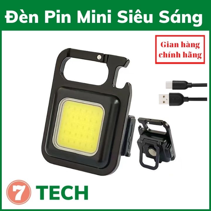 Đèn pin móc khoá đa năng - đèn pin mini siêu sáng 3 chế độ sáng, tích hợp nhiều tính năng